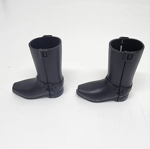BARBIE DOLL SHOES - PAIR of KEN MOTORCYCLE RIDING Harley Boy BLACK SNAP BOOTS - Picture 3 of 5